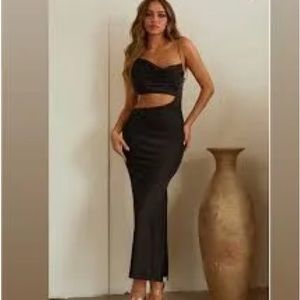 Miss Lola Black Cut Out Dress Maxi